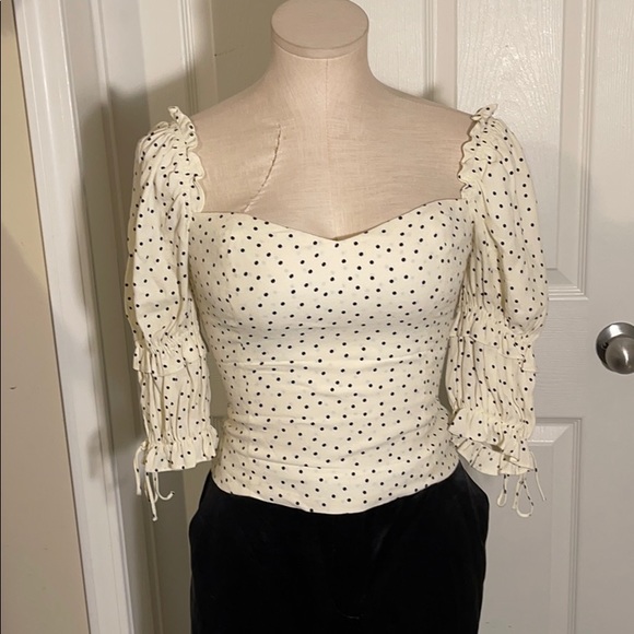 Reformation Nina Top in Pepper Polka Dot Print - Picture 2 of 8